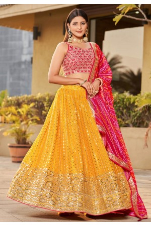 Yellow georgette lehenga choli ACY4073