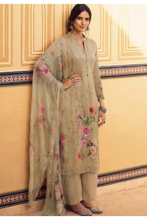 beige georgette straight printed palazzo pakistani suit 22202