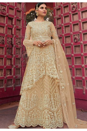 beige net embroidered palazzo pakistani suit 101