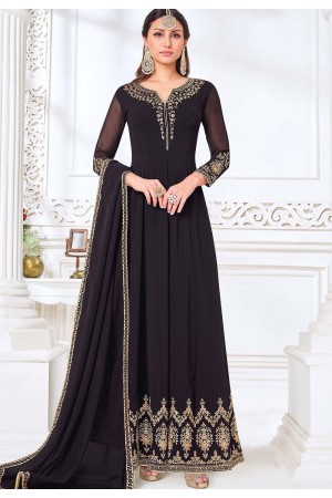 black georgette embroidered anarkali suit 3004