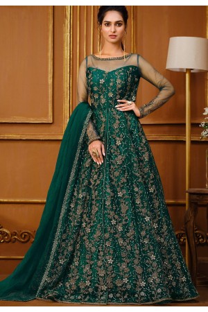 green net embroidered heavy floor length anarkali suit 4731