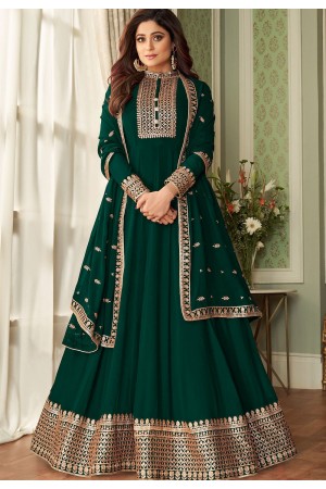 shamita shetty green georgette floor length anarkali suit 8628