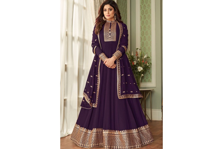 Pretty Pink Shamita Shetty Net Floor Length Anarkali Suit main image 1