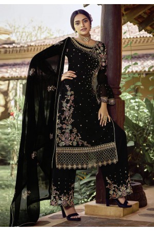 Black georgette kameez with palazzo 22985