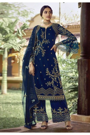 Blue georgette palazzo suit 22984