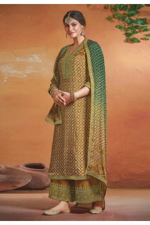 Brown tussar silk kameez with palazzo 119929