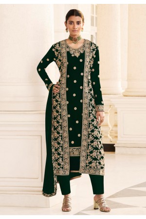 Green georgette jacket style suit 8413A