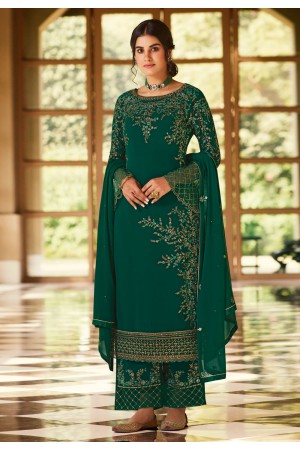 Green georgette with frill sleeve palazzo suit 523