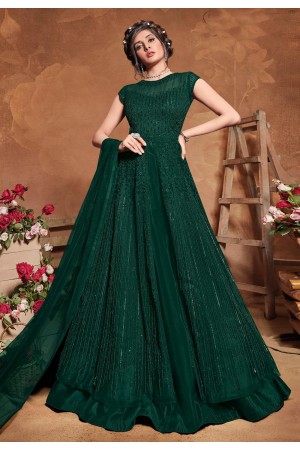 Green net embroidered floor length anarkali suit 5109B