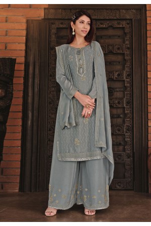 Grey chinon palazzo suit 5230