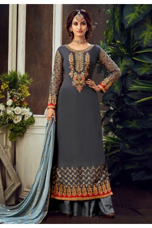 Grey georgette kameez with palazzo 6504