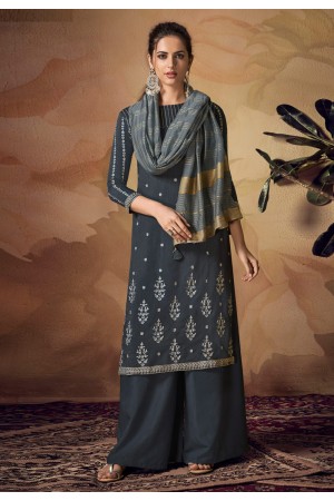 Grey muslin kameez with palazzo 119361