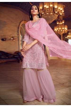 Light pink organza sharara suit 5204