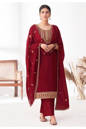 Maroon georgette kameez with palazzo 8390