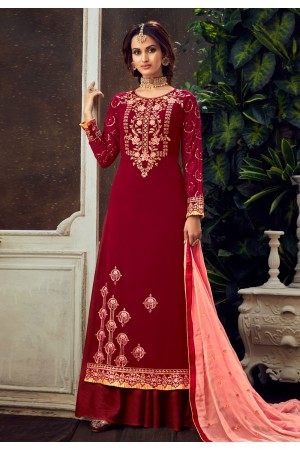 Maroon georgette palazzo suit 6505