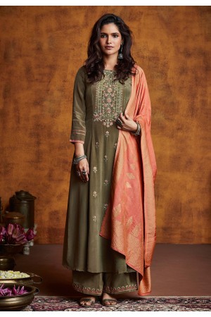 Mehndi silk palazzo suit 13