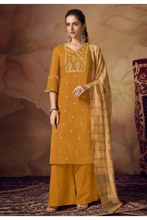 Mustard muslin palazzo suit 119362