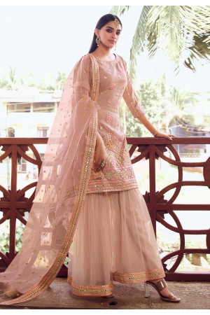 Peach organza sharara suit 5205