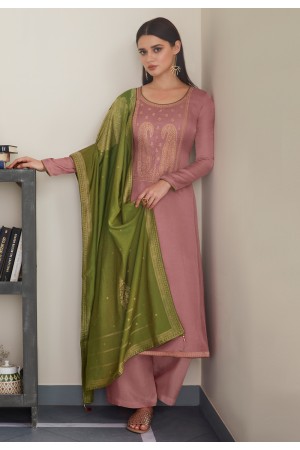 Pink silk kameez with palazzo 8449