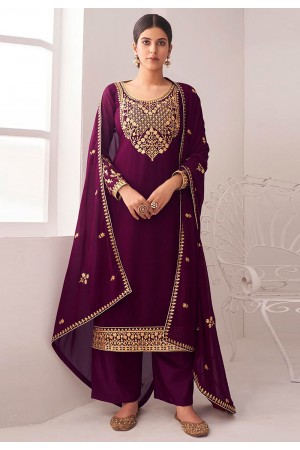 Purple georgette kameez with palazzo 8392