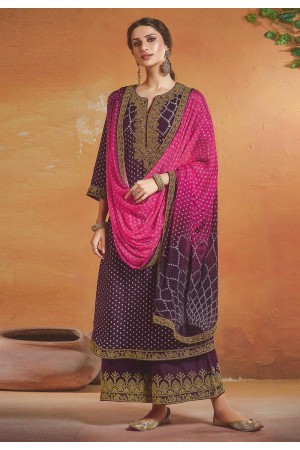 Purple tussar silk palazzo suit 119932
