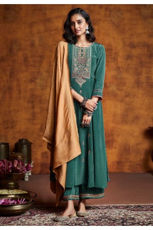 Sea green silk kameez with palazzo 12