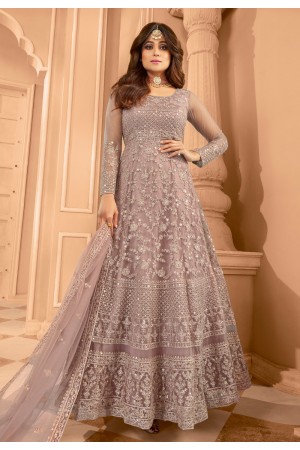 Shamita shetty light purple net ankle length anarkali suit 8398