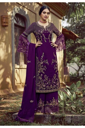 Violet georgette palazzo suit 22986