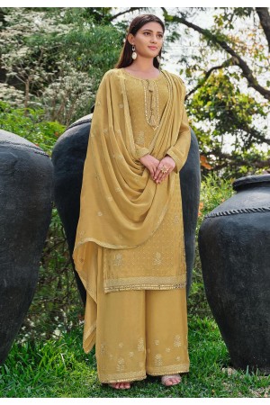 Yellow chinon kameez with palazzo 5231