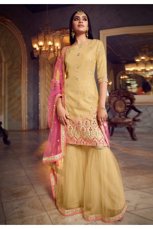 Yellow organza sharara suit 5208