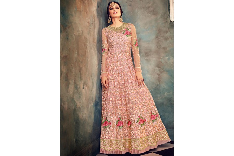 Peach Colour Party Wear Anarkali MAK403