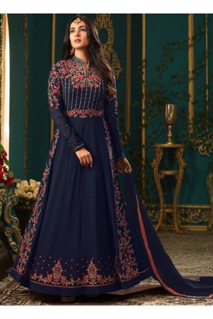 Sonal Chauhan Blue Georgette party wear anarkali kameez