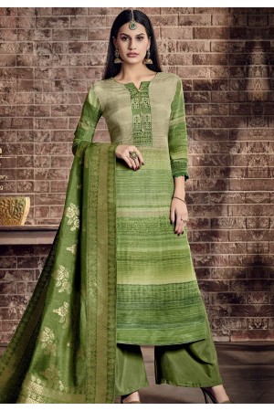 green pure viscose silk digital printed palazzo suit 896