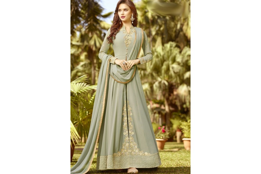 Mint Green Gather Anarkali Suit Set