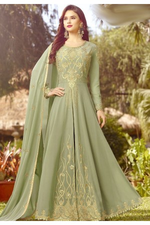 pastel green soft georgette long embroidered anarkali suit 20017