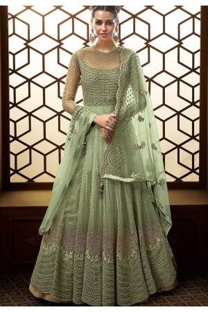 green net embroidered floor length anarkali suit 15007