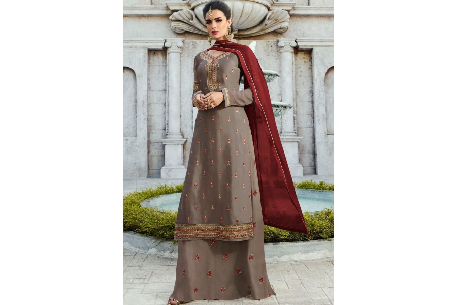 Dark Blue Faux Georgette Palazzo Straight main image 1