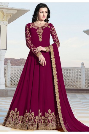 magenta georgette floor length embroidered anarkali suit 20038