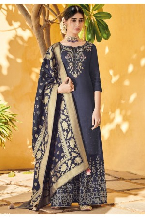 mauve elegant silk embroidered palazzo style pakistani suit 702