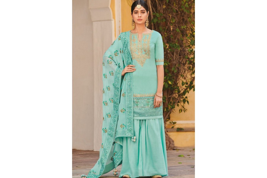sky blue pakistani suit