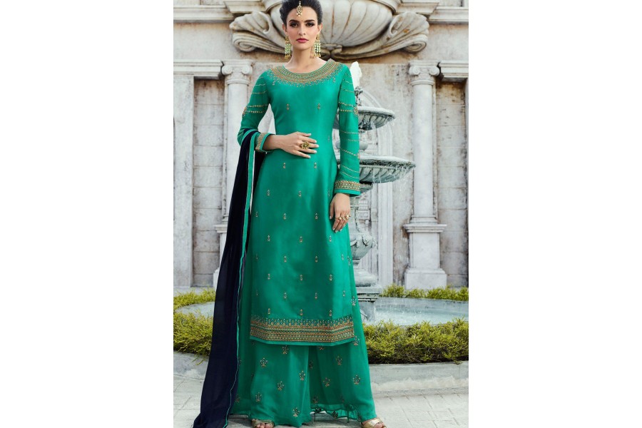 Grey Heavy Georgette Palazzo Straight
