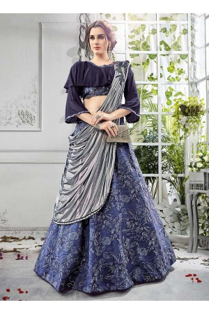 Party wear blue georgette lycra umbrella lehenga 202