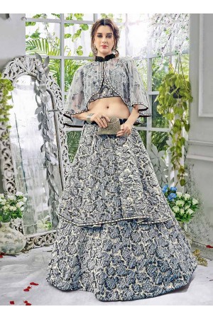 Party wear grey net a line lehenga 205