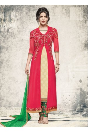 Priyanka chopra Gajri color jacket style straight cut salwar kameez