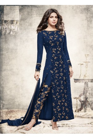 Priyanka chopra Navy blue georgette straight cut salwar kameez