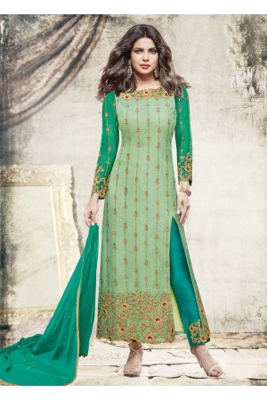 Priyanka chopra green color straight cut salwar kameez