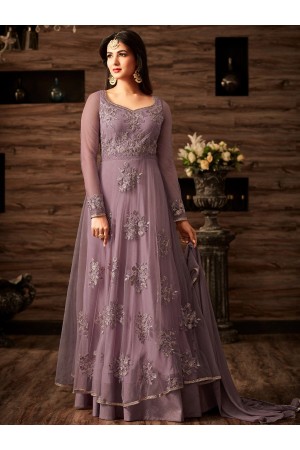 Sonal chauhan Grey color netted wedding anarkali 4807