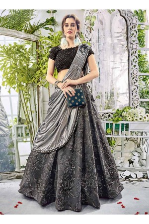 party wear dark grey lycra lehenga 207