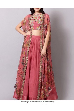 Bollywood model cherry pink georgette lehenga