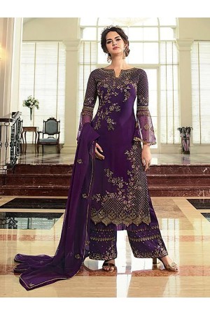 Violet georgette palazzo suit 22831